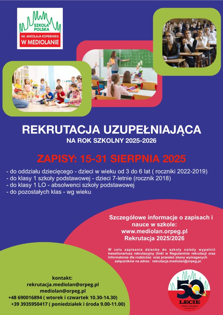 Rekrutacja uzupełniająca na rok szkolny 2025/2026