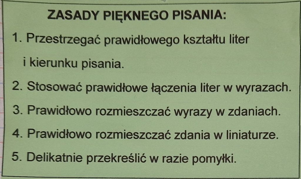 Konkurs pięknego pisania w klasie 1A